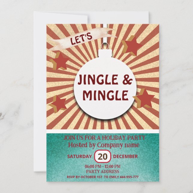 Cool fun Jingle & Mingle corporate holiday party Invitation (Front)