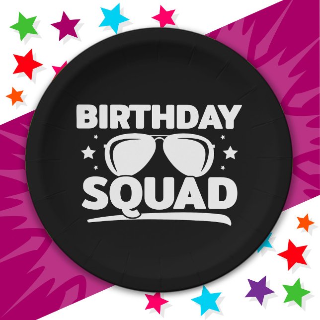 Cool Fun Matching Group Party Crew Birthday Squad Paper Plate (Creator Uploaded)