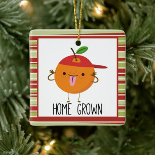 Cool Fun Orange Cartoon home grown Ceramic Ornament