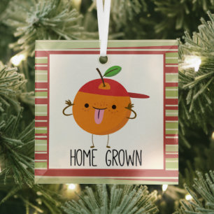 Cool Fun Orange Cartoon home grown Glass Tree Decoration