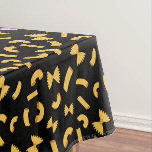 Cool fun pasta macaroni pattern on black tablecloth