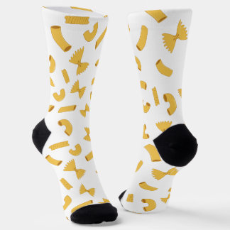 Cool fun pasta macaroni pattern on white socks