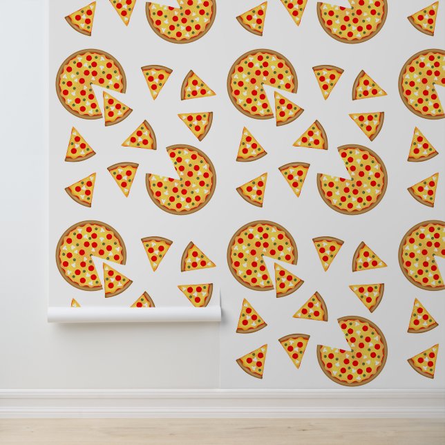 Cool fun pepperoni pizza and slices pattern wallpaper (Application)
