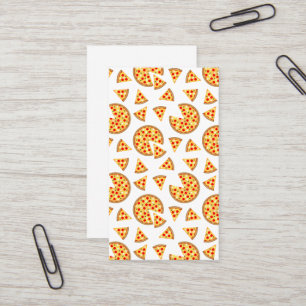 Cool fun pizza and slices pattern on white business card