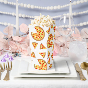 Cool fun pizza and slices pattern on white favour box