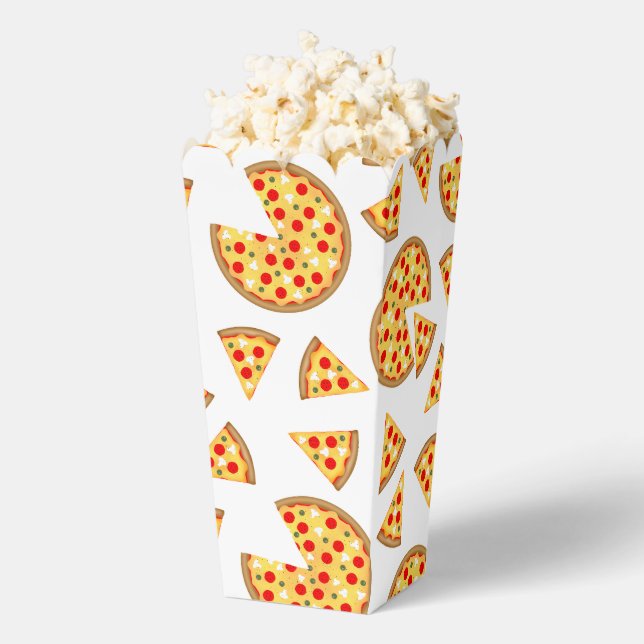 Cool fun pizza and slices pattern on white favour box (Popped)