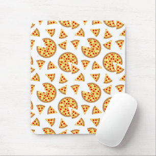 Cool fun pizza and slices pattern on white mouse mat