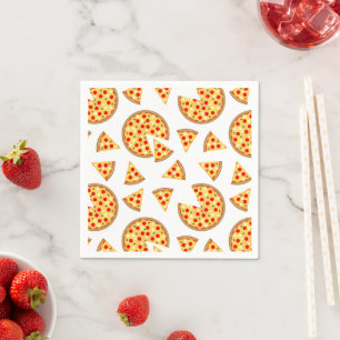 Cool fun pizza and slices pattern on white Paper Napkin