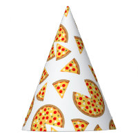 Cool fun pizza and slices pattern on white