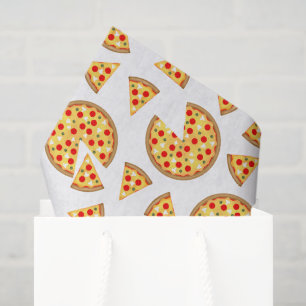 Cool fun pizza and slices pattern on white tissue paper