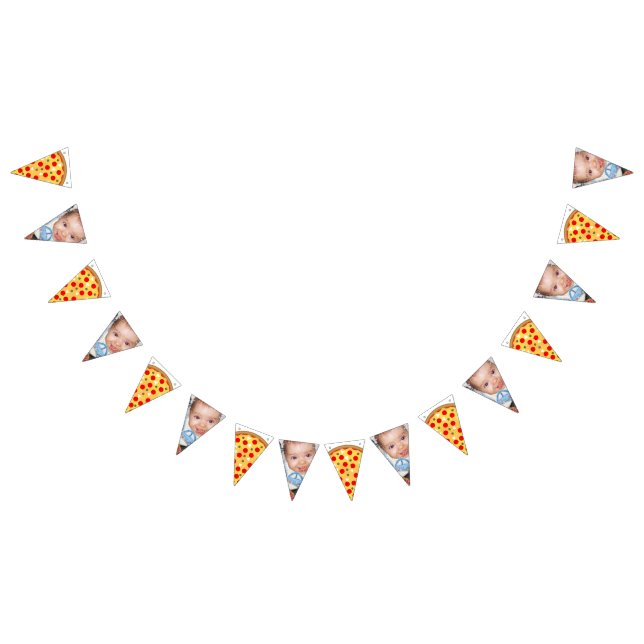 Cool fun pizza party kids birthday custom photo  bunting  (All)