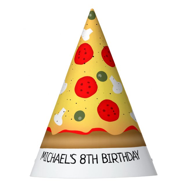 Cool fun pizza party kids birthday hat (Front)