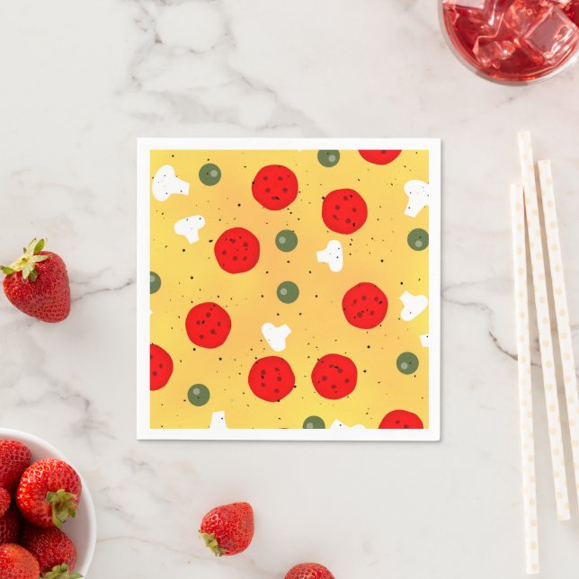 Cool fun pizza party kids birthday napkin (Insitu)