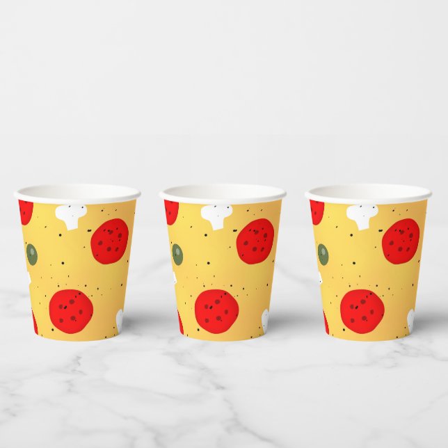 Cool fun pizza party kids birthday paper cups (Multi)