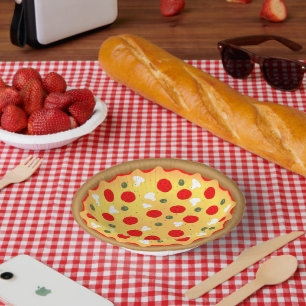 Cool fun pizza party kids birthday paper plate
