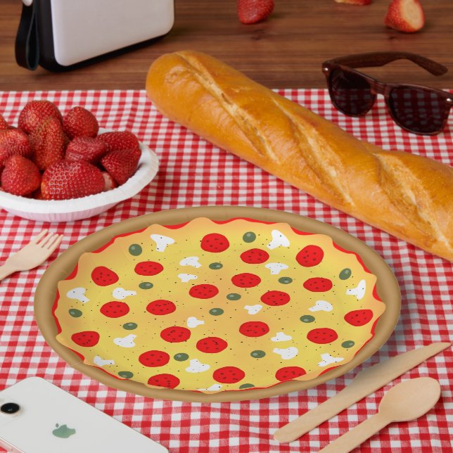 Cool fun pizza party kids birthday paper plate (Picnic)