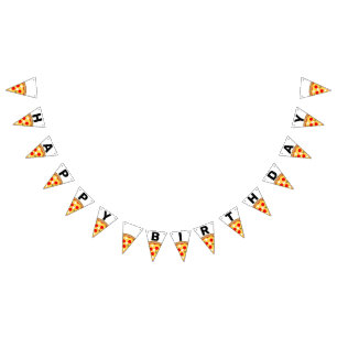 Cool fun pizza party kids happy birthday bunting