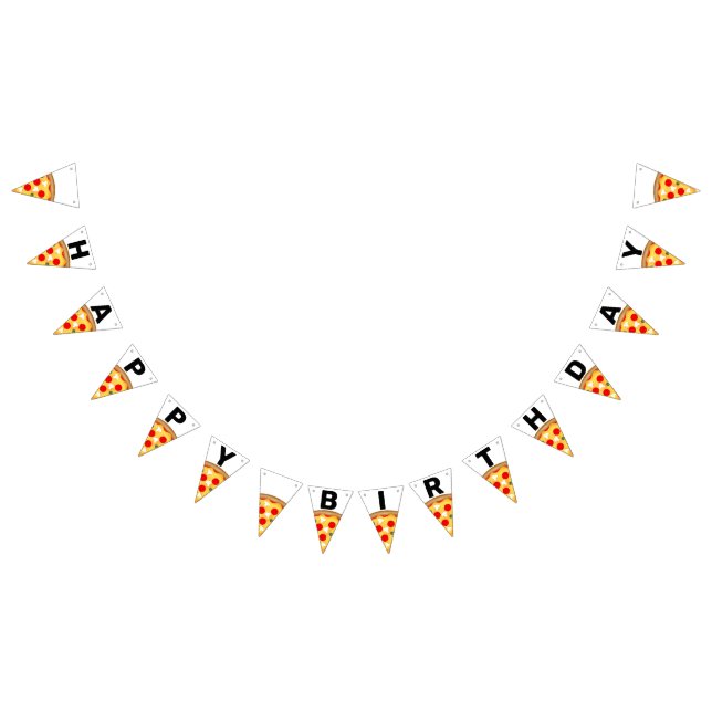 Cool fun pizza party kids happy birthday bunting  (All)