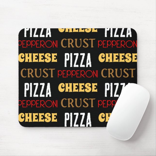 Cool fun pizza pepperoni cheese crust text pattern mouse mat (With Mouse)