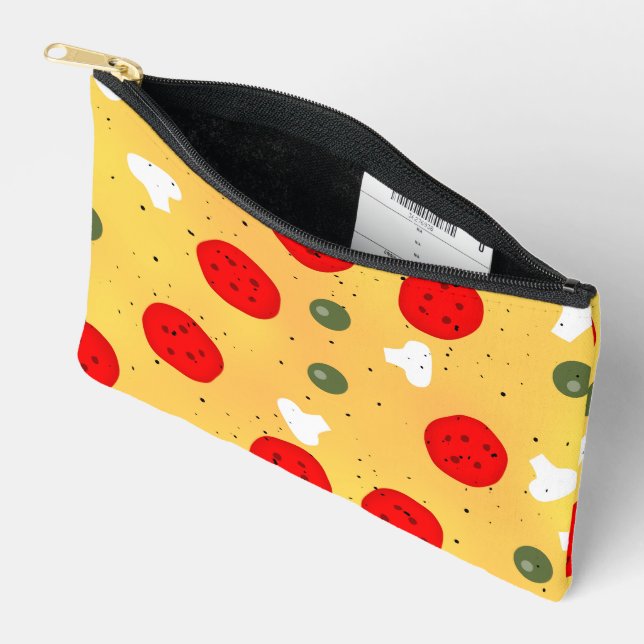 Cool fun pizza pepperoni mushroom accessory pouch (Open)