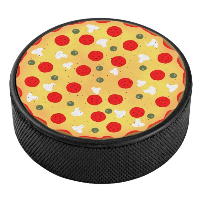 Cool fun pizza pepperoni mushroom hockey puck (3/4)