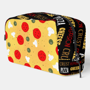 Cool fun pizza pepperoni pattern cheese crust text dopp kit