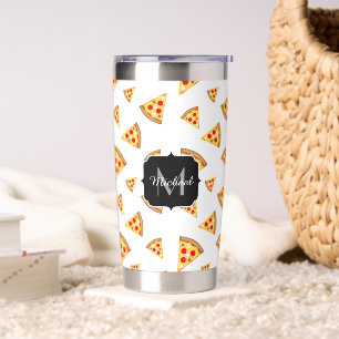 Cool fun pizza slices pattern custom Monogram Insulated Tumbler