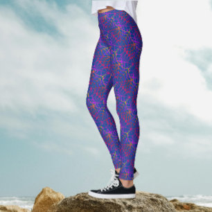Cool Fun Purple Blue Halloween Spider Web Pattern Leggings