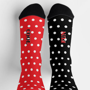 Cool Fun Red Black White Polka Dots Socks