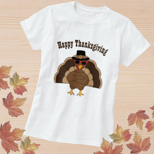 Cool fun turkey Happy Thanksgiving custom text T-Shirt