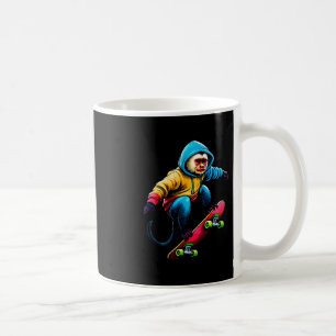 Cool Funky Capuchin Monkey Skateboarding Illustrat Coffee Mug
