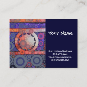 Cool Funky Circle Star Mosaic Pattern Indigo Red Business Card