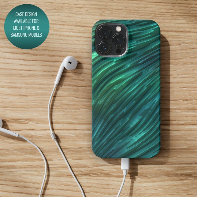 Cool Funky Dark Teal Blue Green 3D Art Pattern iPhone Case (Creator Uploaded)