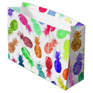 Cool Funky Funny Watercolor Pineapple Pattern Large Gift Bag