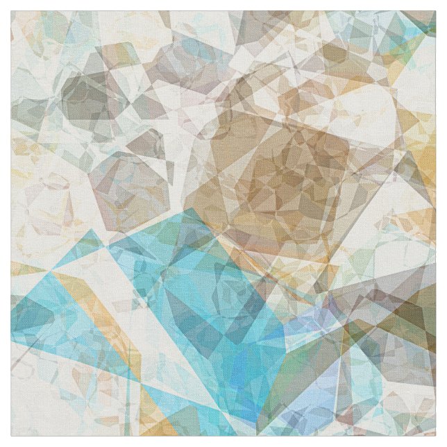 Cool Funky Modern Retro Polygon Mosaic Pattern Fabric (Close Up)