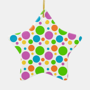 Cool Funky Multicolored Polka Dot Pattern Circle Ceramic Tree Decoration