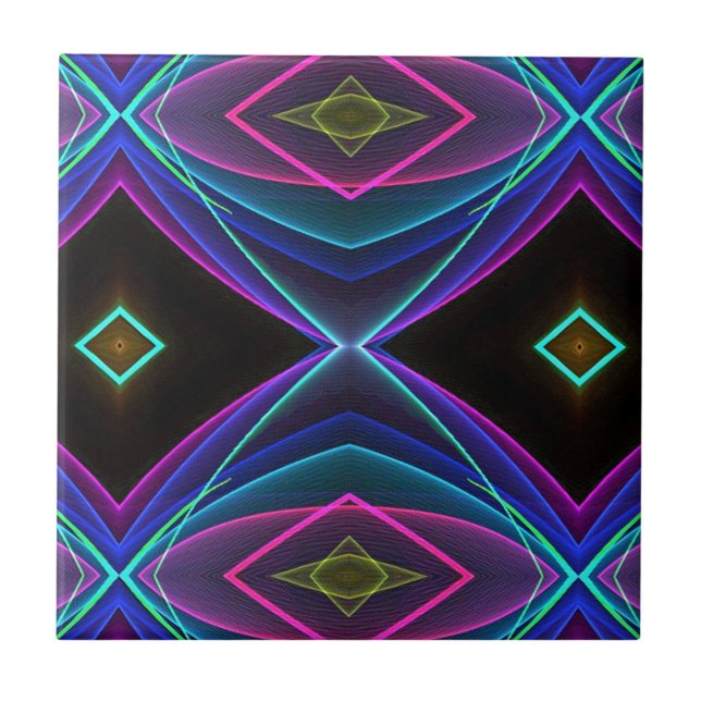 Cool Funky Neon Fluorescent Coloured Pattern Tile (Front)