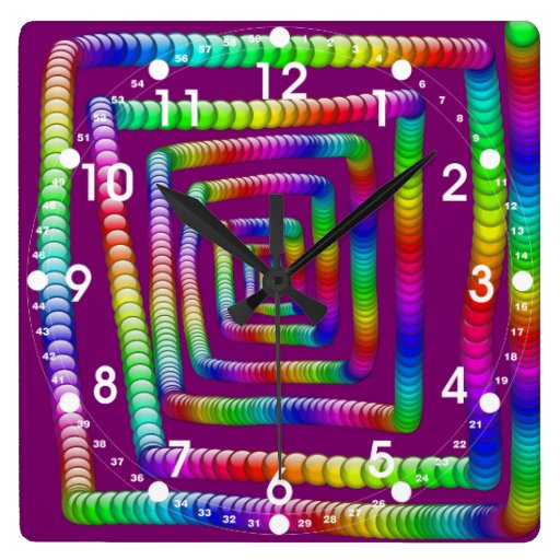 Image of Cool Funky Rainbow Maze Rolling Marbles Design Square Wall Clock