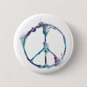 Cool Funky Tie Dyed Look Peace Sign Buttons