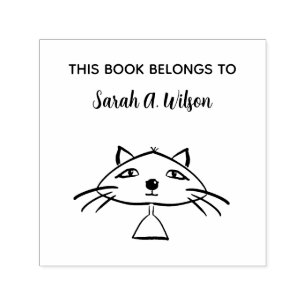 Cool Funny Art Cat Book Belongs Personalised Book Self-inking Stamp