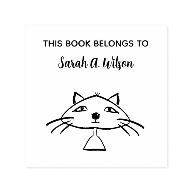 Cool Funny Art Cat Book Belongs Personalised Book Self-inking Stamp (Design)