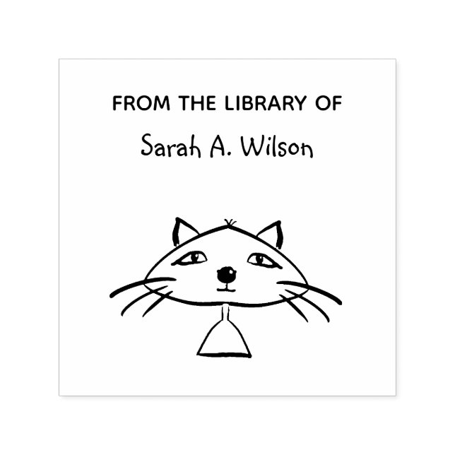 Cool Funny Art Cat From the Library Personalised  Self-inking Stamp (Design)