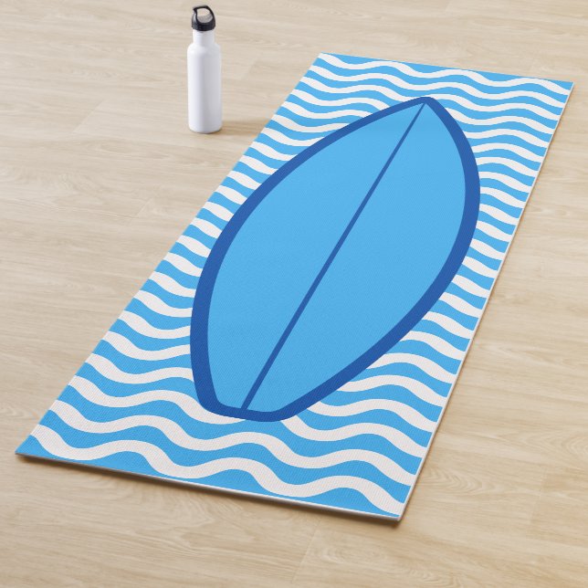 Cool Funny Blue Waves Surfing Yoga Mat (In Situ)
