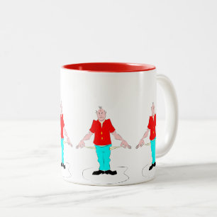 Cool Funny Broke Old Man Character Two-Tone Coffee Mug