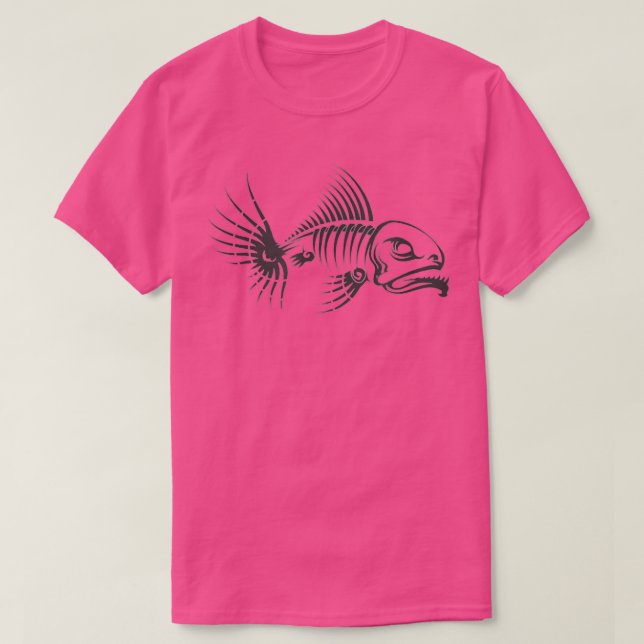 Cool Funny Distressed Fish Skeleton Bones Design  T-Shirt (Design Front)
