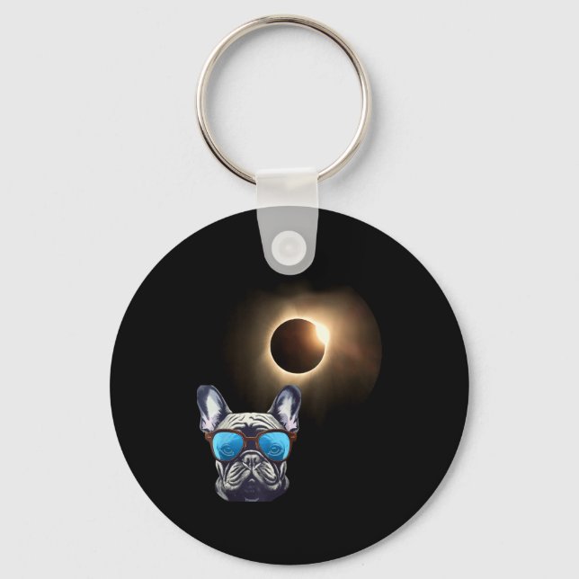 Cool Funny Dog Wearing Sungles Watching Solar Ecli Key Ring (Front)