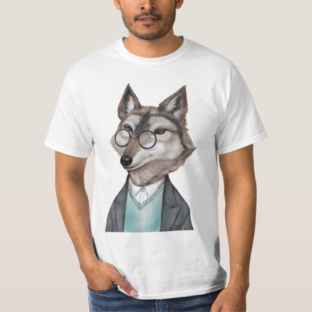 cool funny fox face animal print design T-Shirt (Front)