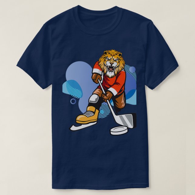 cool funny hockey lion T-Shirt (Design Front)