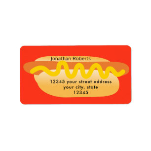 Cool Funny Hot Dog Novelty Red Return Address Label
