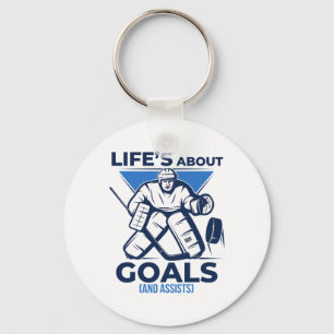 Cool Funny Life Goals And Ists Ice Hockey Game Tea Key Ring